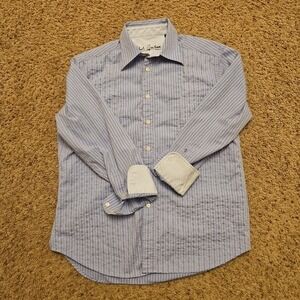 Robert Graham Shirt Mens Medium Flip Cuff Striped Button Up Cotton Classic Fit